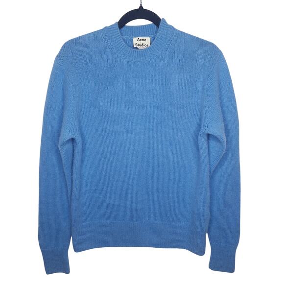 Acne Studios Peele Men's Crewneck Sweater Medium Wool Cashmere Blue Brushed - Picture 1 of 12